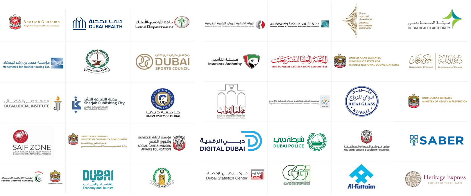 Our trusted clients including Dubai Health Authority, MOCD, Heritage Express, SAIF Zone, and many more government and private organizations